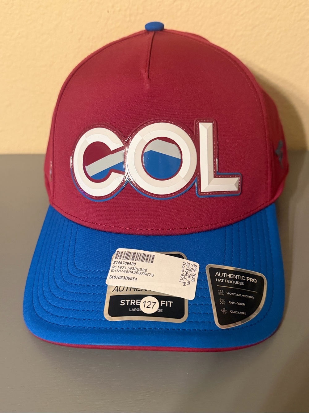 NWT Colorado Avalanche Fanatics Authentic Pro COL Flex Fit Hat L/XL